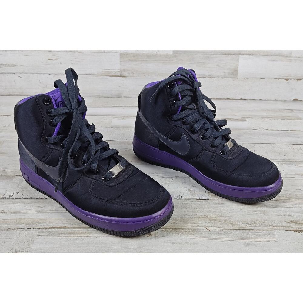 NIKE Air Force 1 Mid Velvety Black Purple Wmns 7.5 AF-1 '82 Sneakers 334031-002